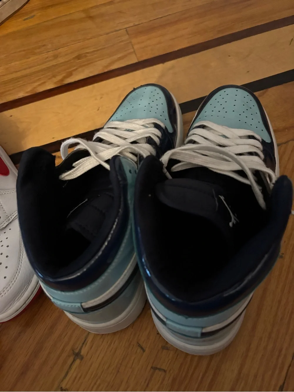 Jordan Kids Mid-Top Sneakers in Light Blue, Navy & White